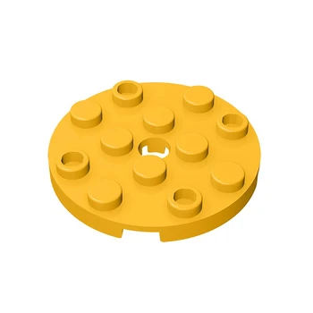 10pcs 호환 MOC 벽돌 부품 60474 플레이트 라운드 4x4 핀 구멍 빌딩 블록 입자 DIY 아이 퍼즐 두뇌 장난감 선물