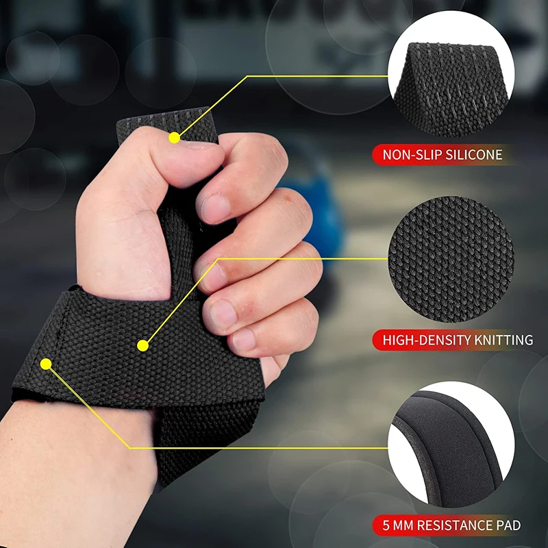 Lifting Wrist Straps Band Grip Support For Weightlifting Non-slip Neoprene Padded Cotton Straps Strength Training