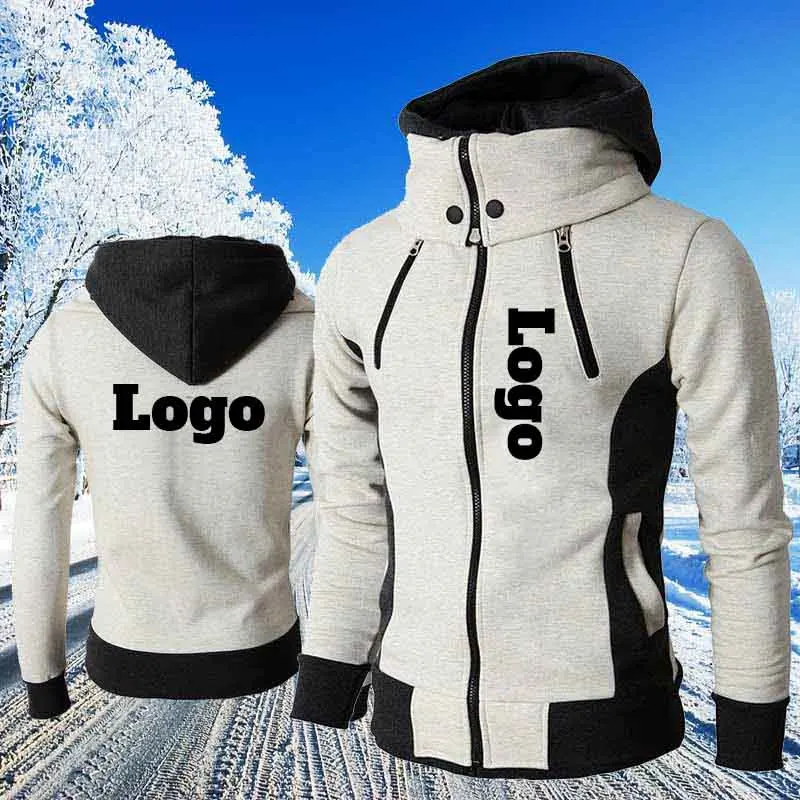 Custom Your Logo Men's Zipper Hoodie Solid Color Jacket Slim Fit Outwear Casual Jackets New for Male 2023 Joggers Sweatshirts custom your logo men s zipper hoodie solid color jacket slim fit outwear casual jackets new for male 2023 joggers sweatshirts