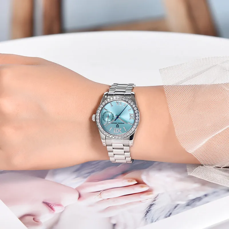 2023 New Generous and Clean PAGANI DESIGN Exquisite Women's Diamond Quartz Watches Sapphire Glass Elegant Simple Women's Watches 3