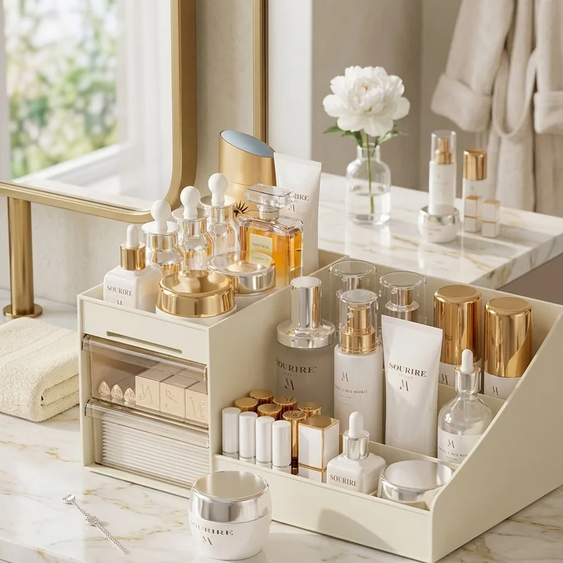 Transparent Desktop Makeup Storage Box Drawer Organizer Multi Layer Cosmetic Holder for Beauty Supplies Skincare Items 1