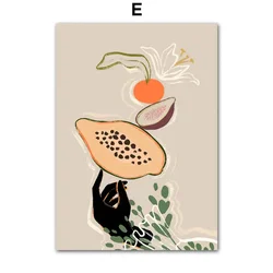 Elegant Abstract Girl with Fruit and Flowers Canvas Art - Nordic Wall Decor - 50X70 cm No Framed (E)