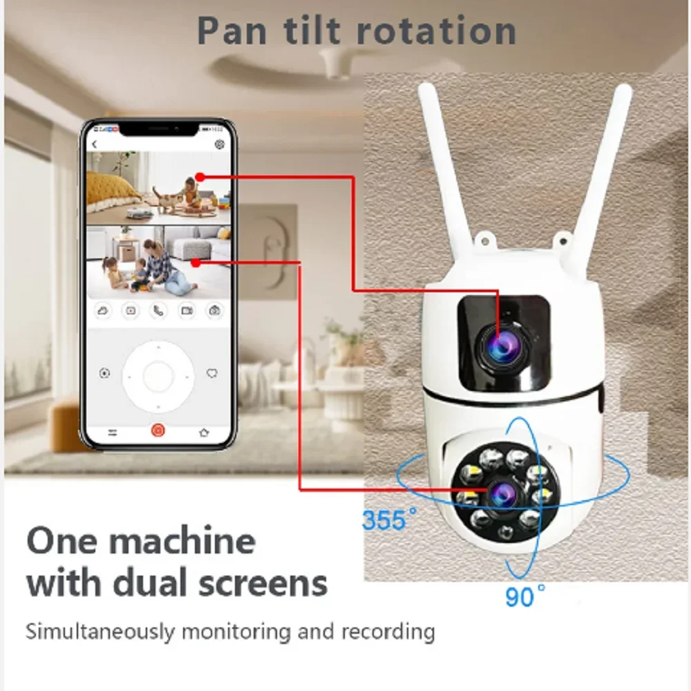 8MP IP Wifi Camera Dual Lens Security Wireless Outdoor Cameras Auto Tracking Two-way Audio HD Night Vision Home Baby Monitor 3