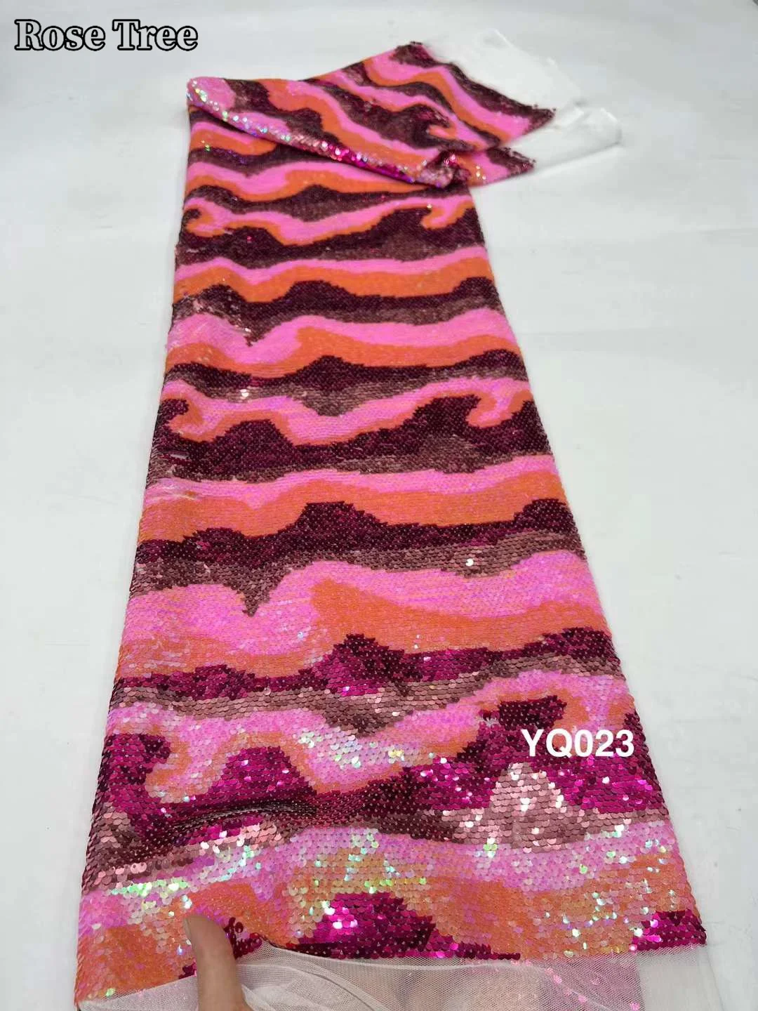 

High Quality African Lace Fabric 2024 Pink French Net Sequins Fabric Sewing Embroidered Lace Tulle Nigerian Lace Fabric 5Yards