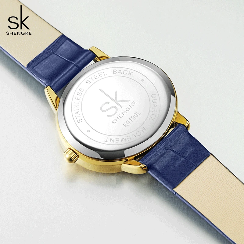 Shengke Leather Strap Ladies Watches Fashion Diamond Woman's Quartz Wristwatches Top Luxury Girl's Gift Clock SK Montre Feminino