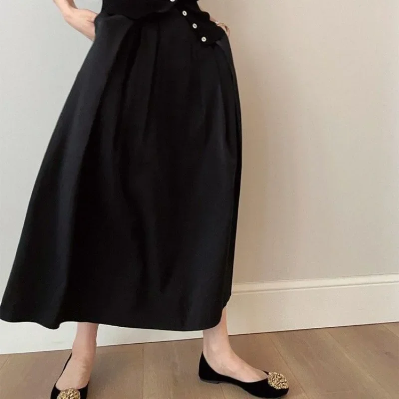 Primavera Verano 2024 Nueva Moda Femenina Recomendada BI Entrada Universal Amigable Falda de Arco de Longitud Media Lo que Usas Se Ve Bien