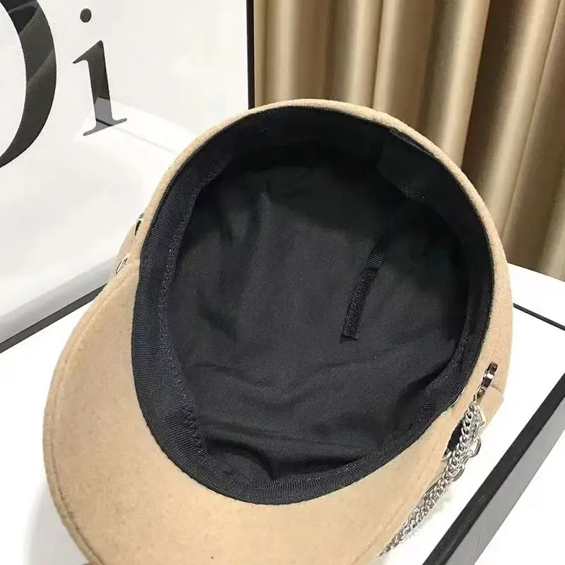 Stylish Navy sun hat Casual military hat women's cotton beret flat cap Captain's cap High quality outdoor casual chain sailor hat women military hat