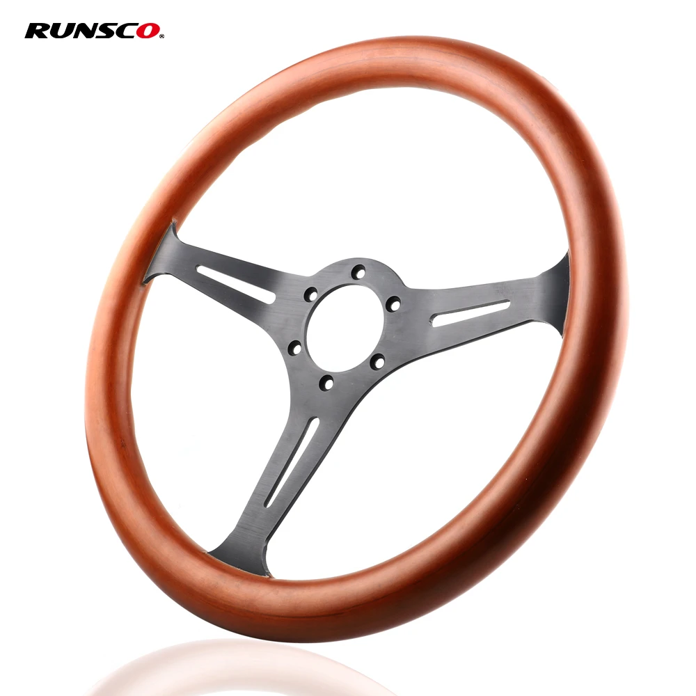 14 Inch Copy Wood Steering Wheel Imitation Wooden Classic Sports