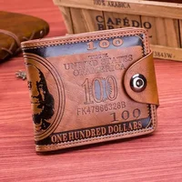 Men's Wallets with 100 US Dollar Pattern Hasp Male Leather Wallet with Zipper Card Holder Coin Pocket Purse cartera hombre 3