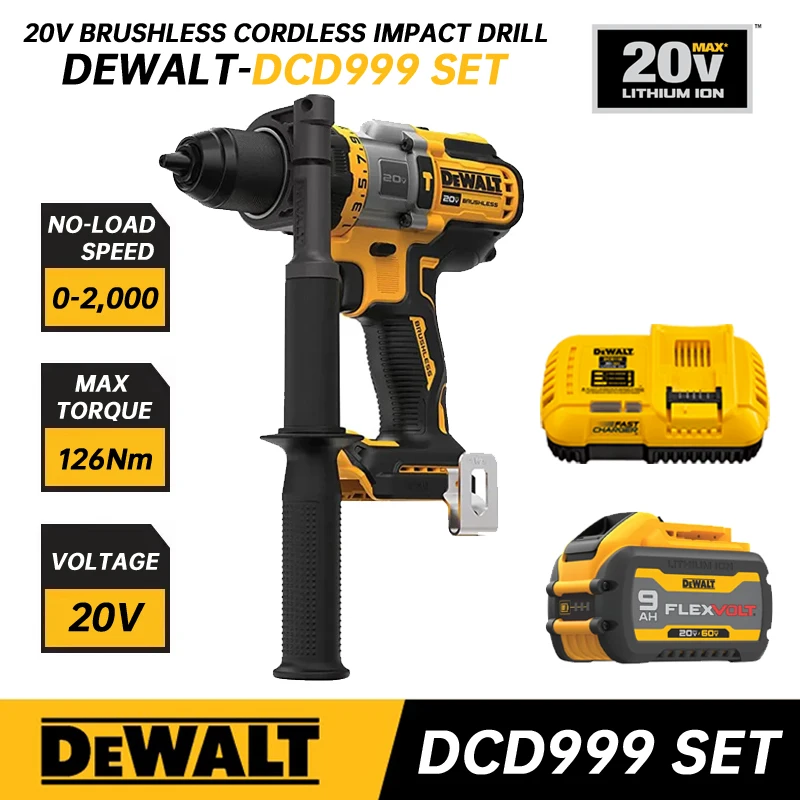 DEWALT 20V Cordless Hammer Drill/Driver Flexvolt Advantage Brushless Motor Power Tool DCD999 Impact Drill DCB606 DCB609 DCB612 motor 18v used good for dewalt dcd996 dcd997 dcd998 dcd999 dcd991