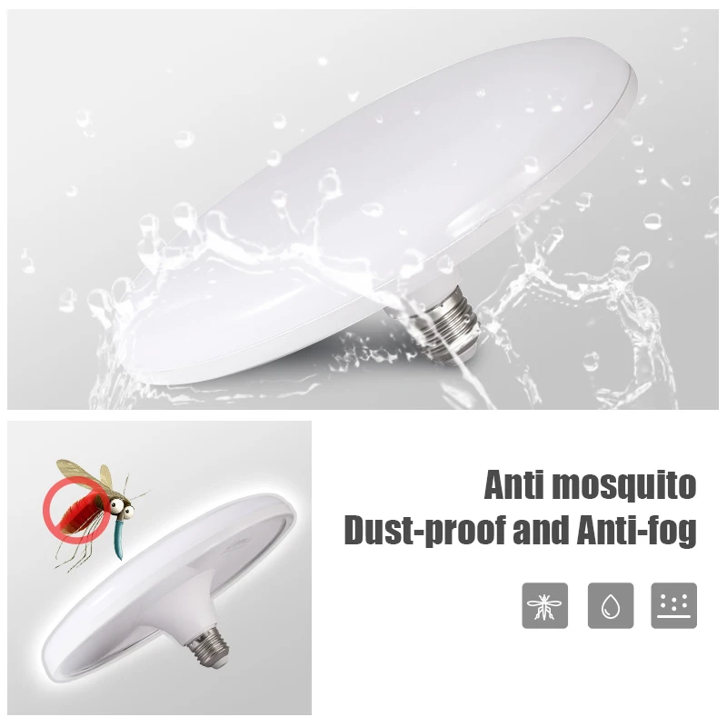 LED 전구 AC 220v E27 베이스 가정용 에너지 절약 램프 15W 실내 조명 플라잉 소서 조명 6500k 천장 램프 차고 조명