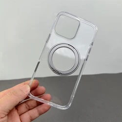 Magnetic 360° Rotation Ring Holder Bumper Case with Magsafe Wireless Charging Compatibility & Shockproof Protection - iPhone 15 Pro Max (360 CX Clear)