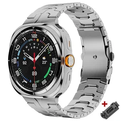 Premium Stainless Steel Watch Band - Elegant Business Style Bracelet, Curved End Design, 47mm for Galaxy Ultra 47mm (Silver)