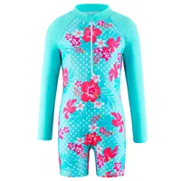 Baby Spring Summer Clothes 2024 New Girls' Swimsuit Zipper Long Sleeved Jumpsuits Swimsuit Floral Print Girls Summer Beachwear 5