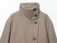 European and American 2025 Winter New Women's Loose and Casual Style Simple Long Sleeve Buckle Stand up Collar Coat - Image 4