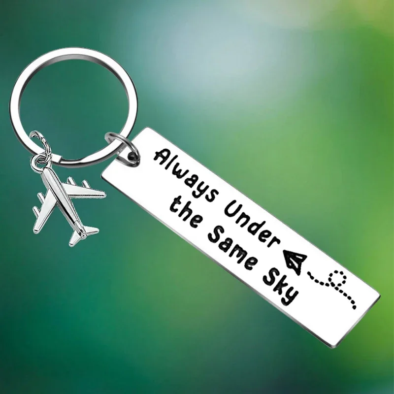

Long Distance Relationship Gifts Keychain Always Under the Same Sky Key Chain Pendant Pilot Gifts Airplane Gifts