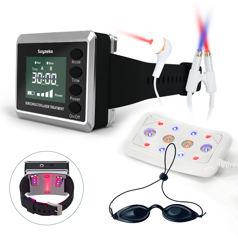 

650nm 450nm Red and Blue Light Therapy Wristwatch Portable High-pressure Stimulation Cold Laser Treatment Equipment