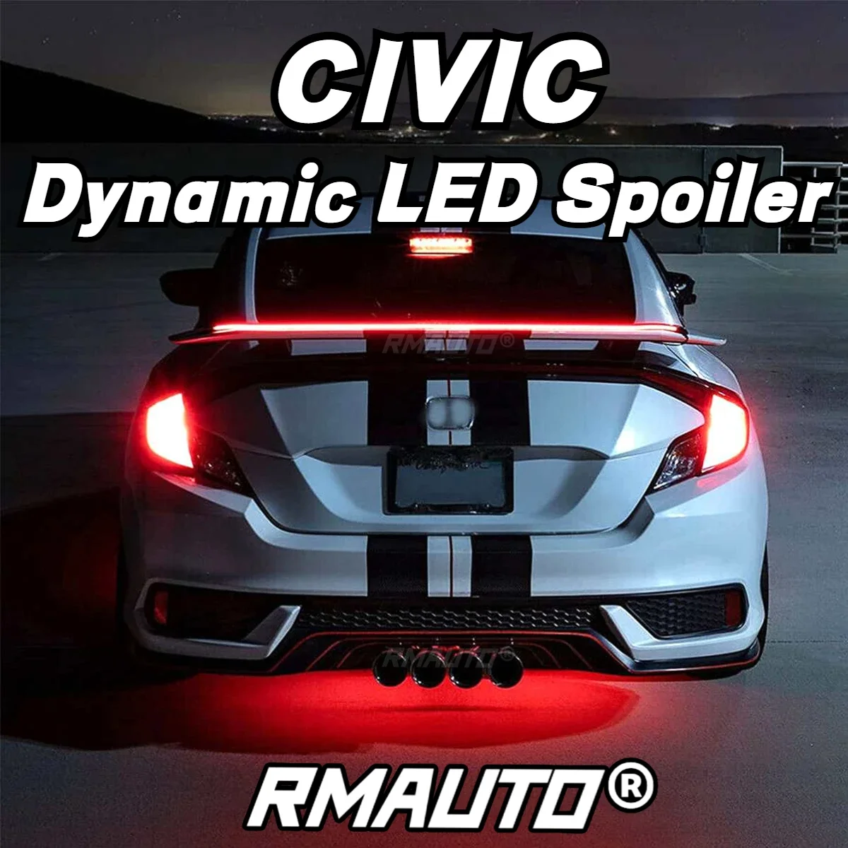 Per Civic Dynamic Led Spoiler Posteriore Tronco Tetto Spoiler Indicatore Di Direzione Luce Freno Per Honda Accord Cr-V Xr-V Avancier Breeze Integra