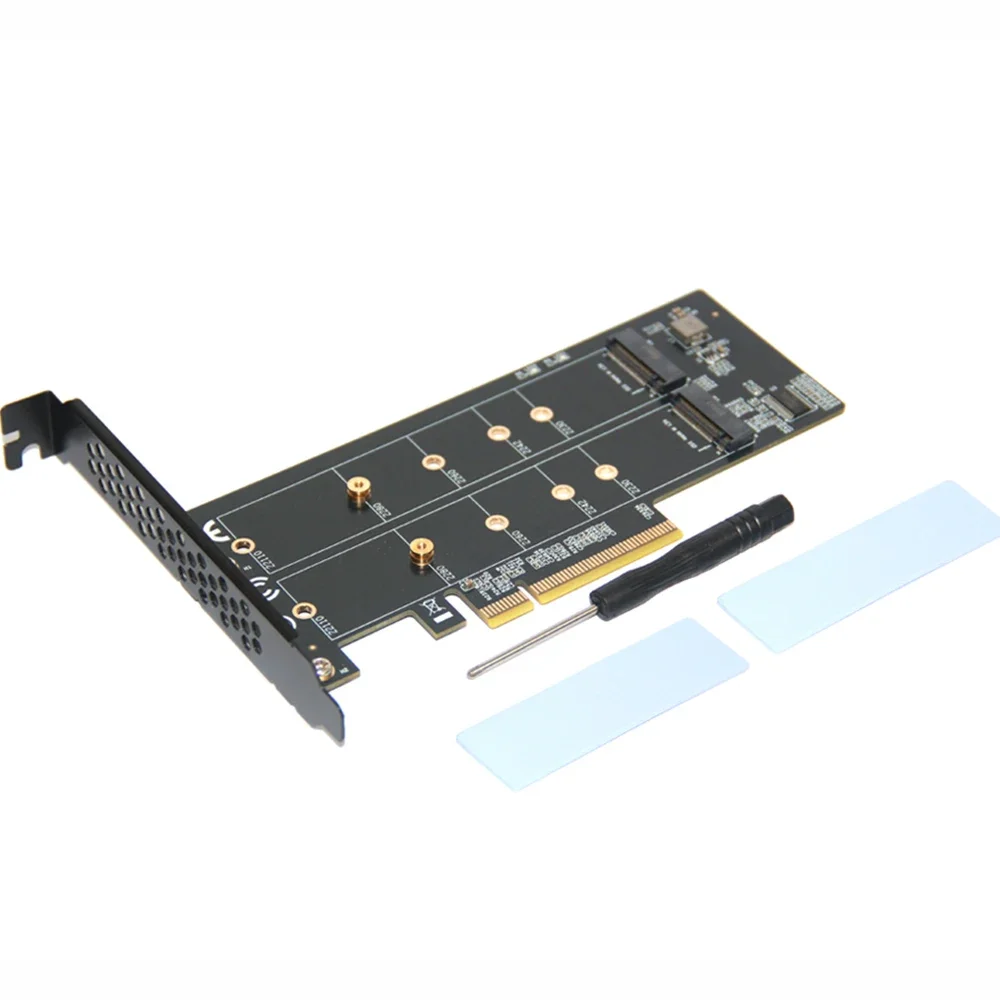 1 to 2xNVME Expansion Card PCle4.0 X8 for M.2 NVMe SSD PC Motherboard X1 X4 X8 Expansion Card PCIe 3.0 For 2230 2242 2260 2280