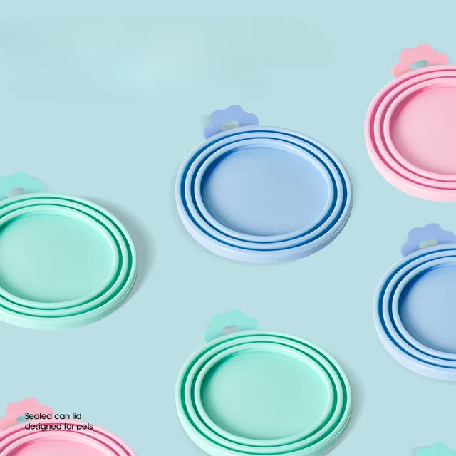 Pet Can Lid Fresh Silicone Cat and Dog Can Seal Lid Universal Adjustable Seal Lid + Spoon Food Storage Tool 2