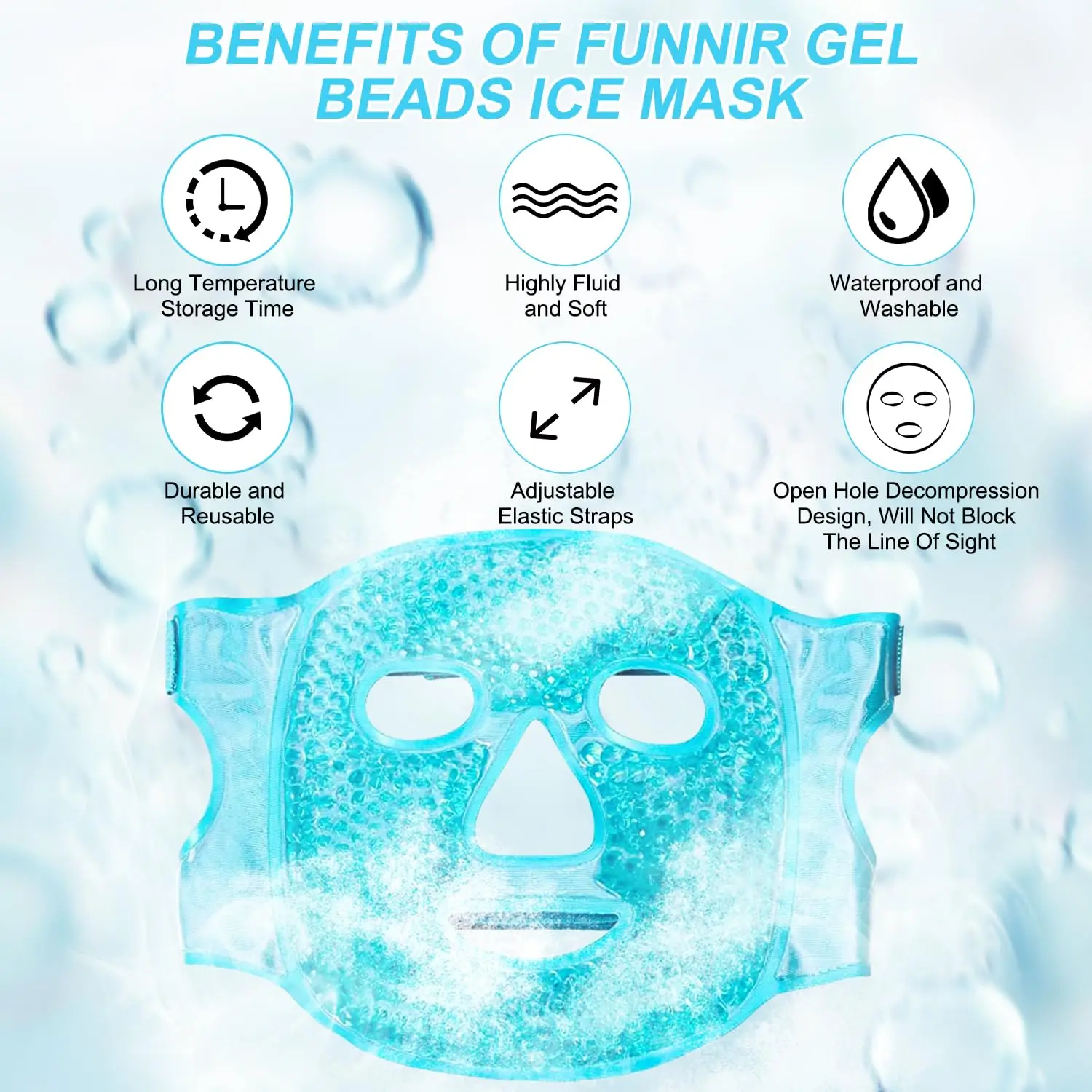 Reusable Gel Ice & Hot Compress Facial Mask Ice Gel Eye Face Mask SPA Massager Relaxation Tool for Men and Women Perfect Gift