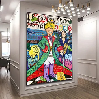 Affiche murale abstraite avec Graffiti de rue, conte de fées du petit Prince, décoration moderne pour la maison, images sur toile imprimées, cadeaux d'anniversaire 1