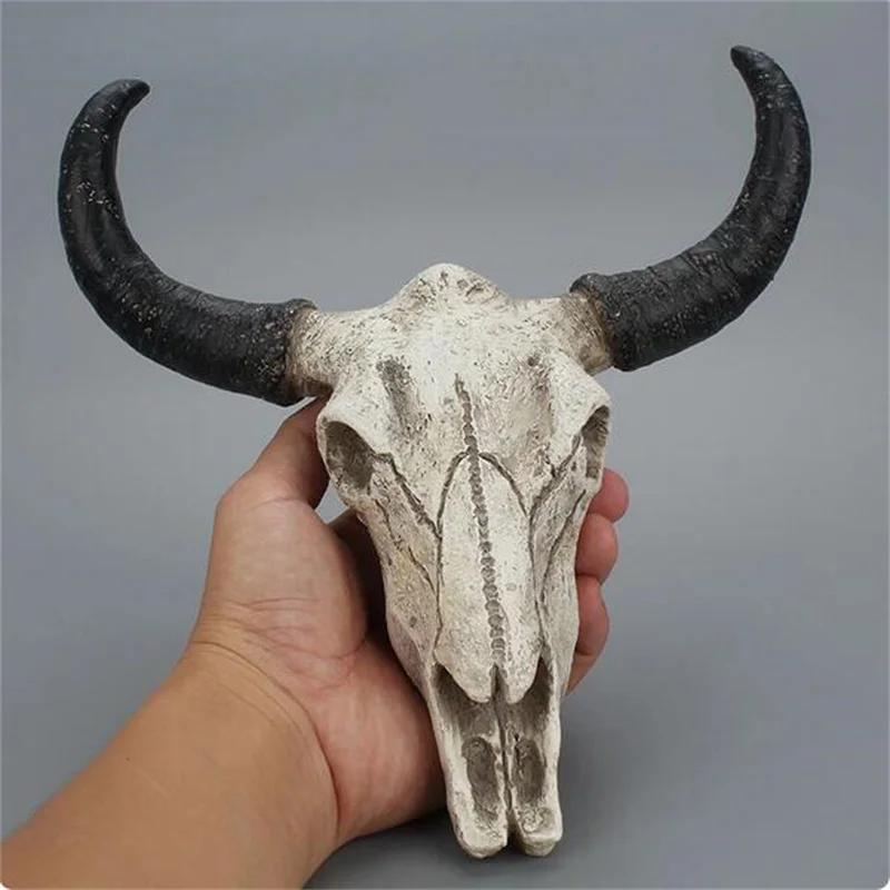 

Creative Cow Horn Wall Hanging Decoration Resin Crafts Longhorn Cow Skull Head Skeleton 3D Wildlife Horns Sculpture Home Decor