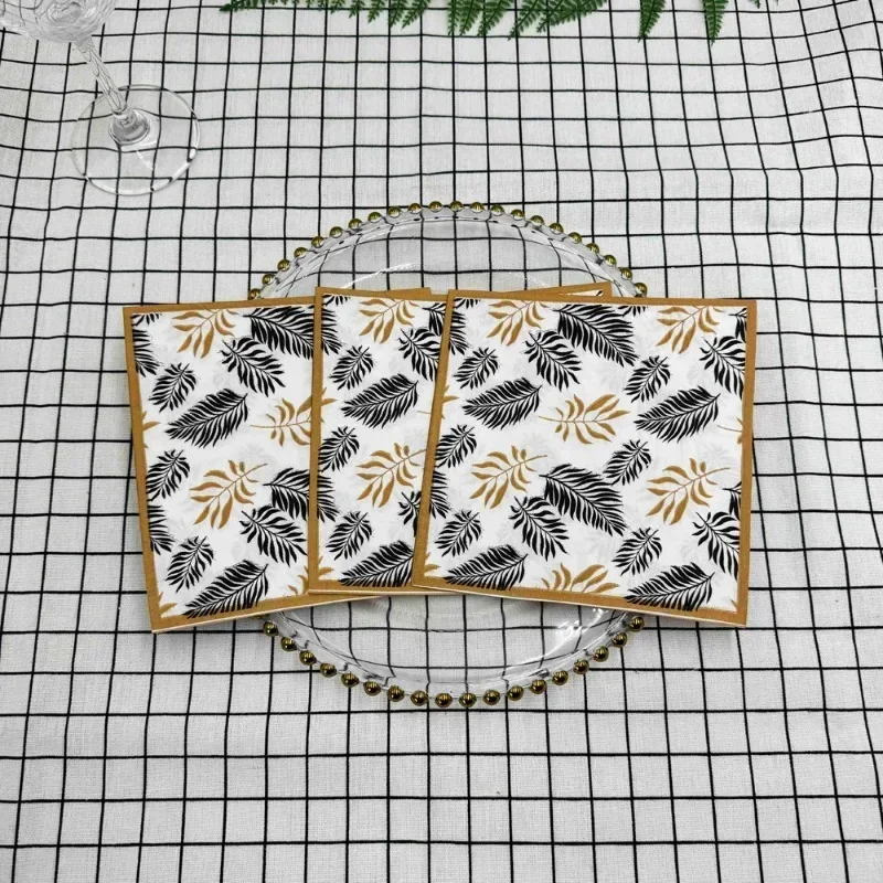 10/20pcs 2-Ply Party Decorative Paper Black Gold Leaf Pattern Colourful Gold Trimmed Paper Placemats Butterfly Bone Bart