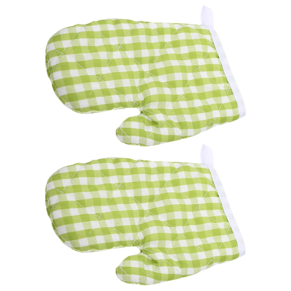 2 Pcs Heat Resistant Oven Mitts Kitchen Gloves Baking Gloves Polyester Material Hand Protection Thickened Mittens Oven
