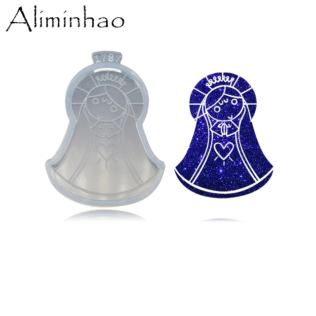 Dy1787 Fényes Virgen Lány Gyanta Kulcstartó Formák Diy Szilikon Epoxi Penész Ehető Cukorkapolim Polimer Agyag Csokoládé Fondant Sütemény