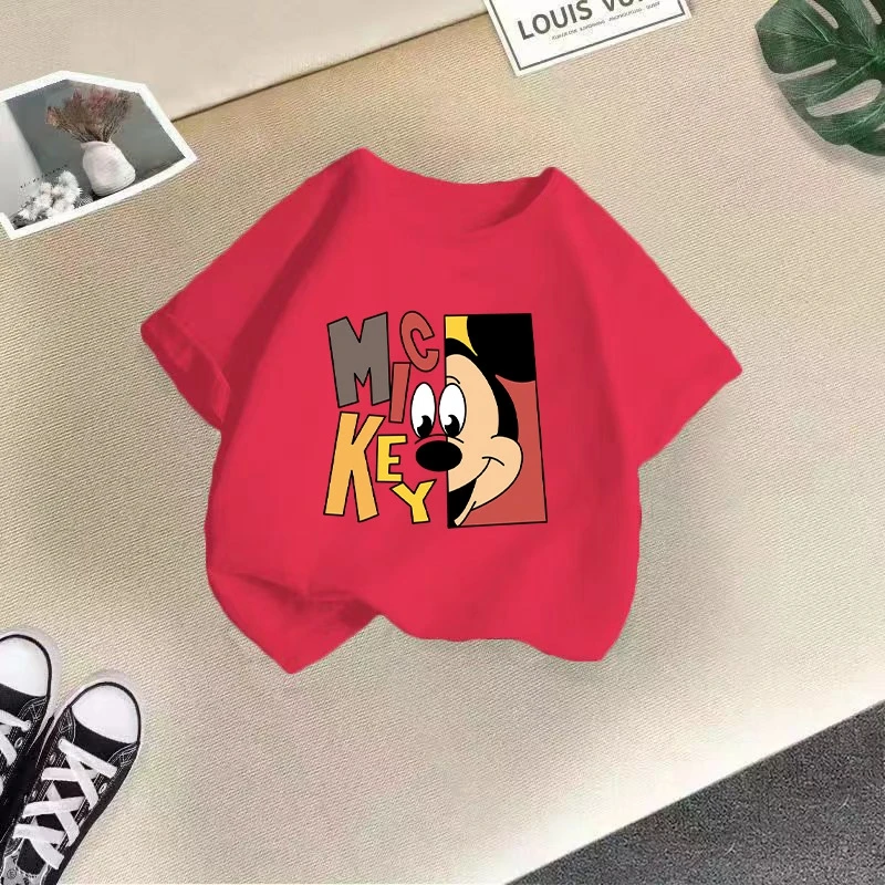 Baby Girls Tshirts Summer Short Sleeve Pajama Top Casual Disney Cartoon Mickey Mouse Minnie Kid Boy Children Cotton Clothes