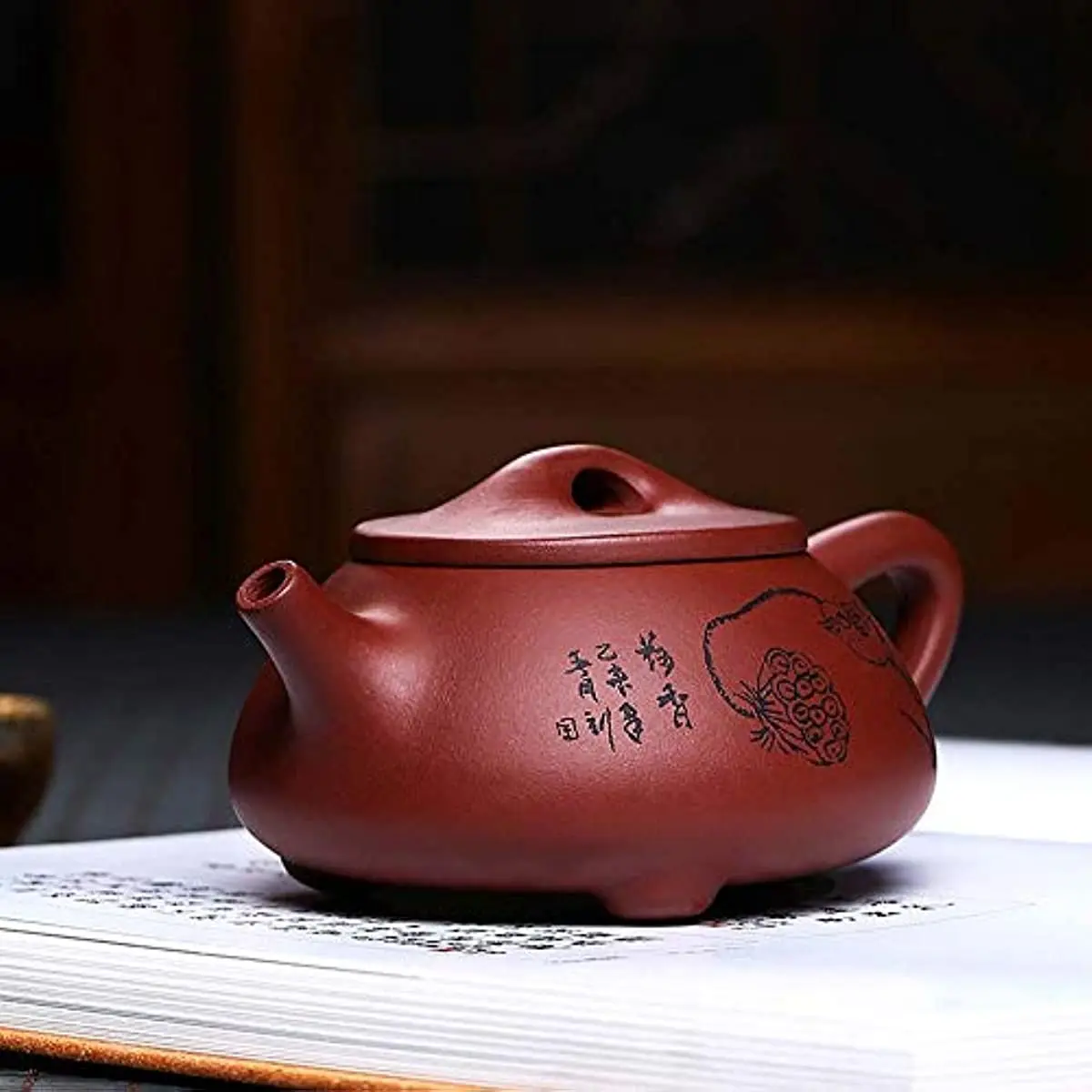 

Lotus Teapot 9oz Chinese Yixing Zisha Clay Shipiao Pot Purple Mud Kungfu Tea Set Kettle 270ml