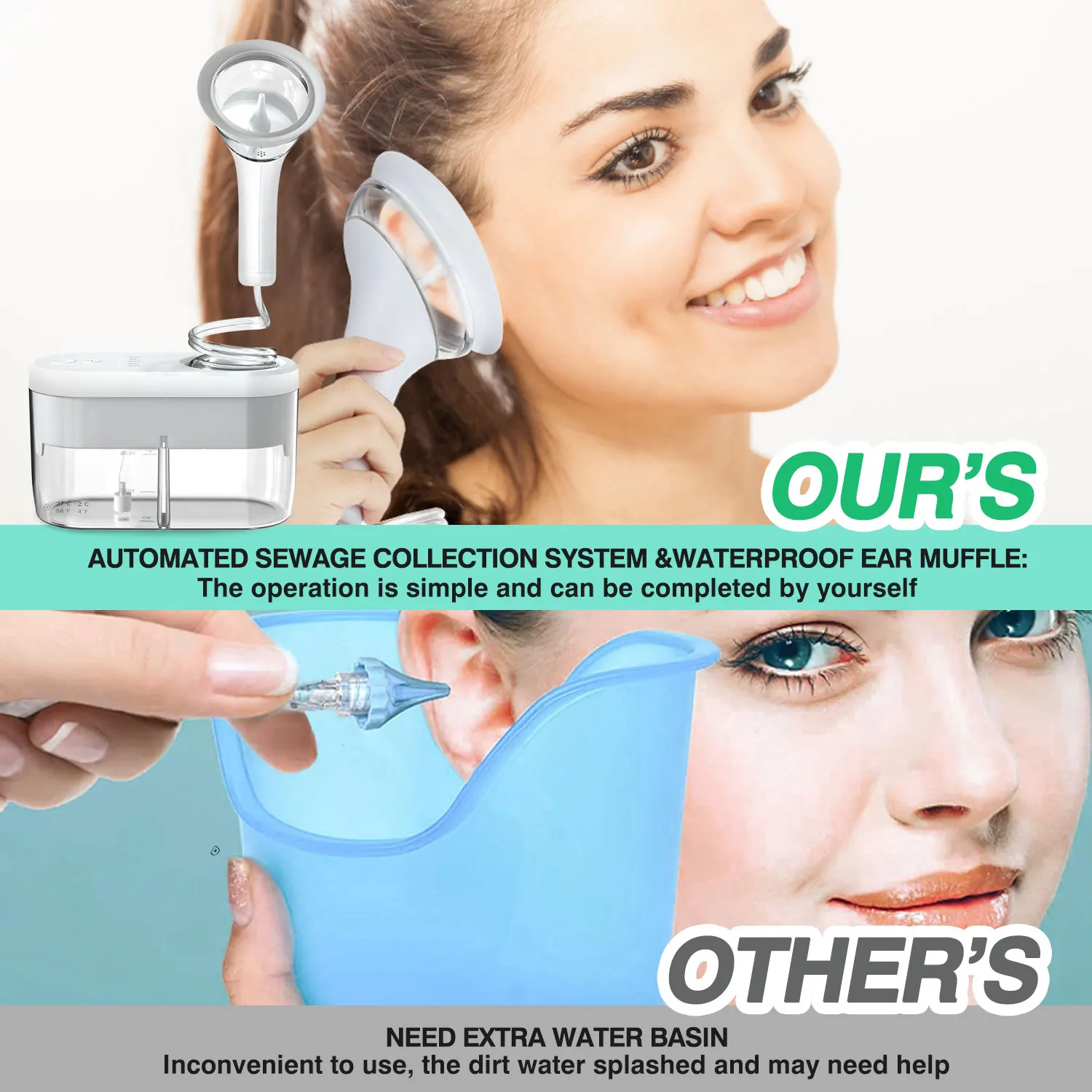 Electric Ear Water Cleaner Earwax Ear Wax Removal Irrigation Ear Washer Cleaning Ear Cleaner Kit for Adults Kids Health Care