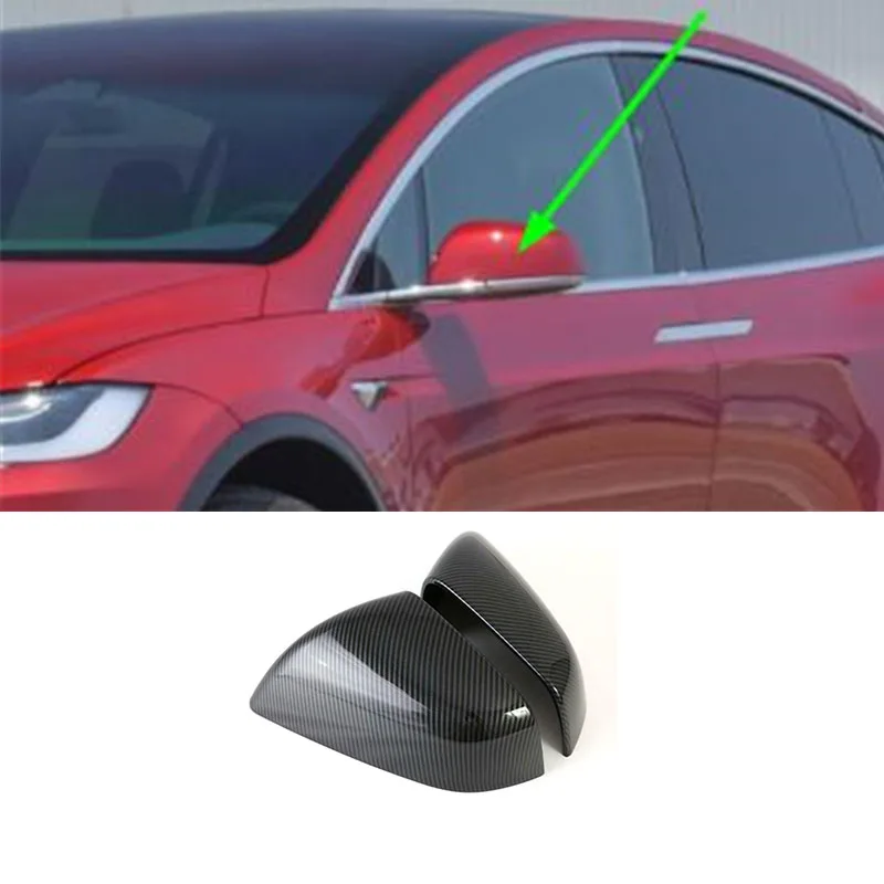 

2pcs/Lot ABS Carbon Fiber Grain Rear View Mirror Decoration Cover For 2016-2021 Tesla MODEL X