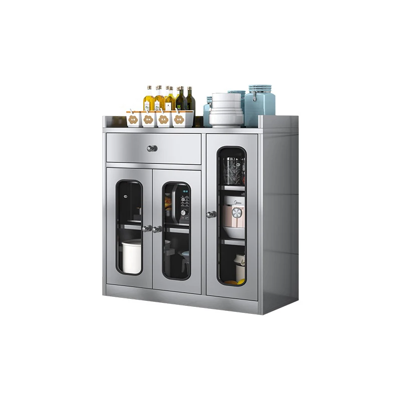 Large Luxury Metal Cabinet Stainless Steel Design Shelves Nordic Storage Cabinet Kitchen Tall Modern Meuble Cuisine Furniture 6