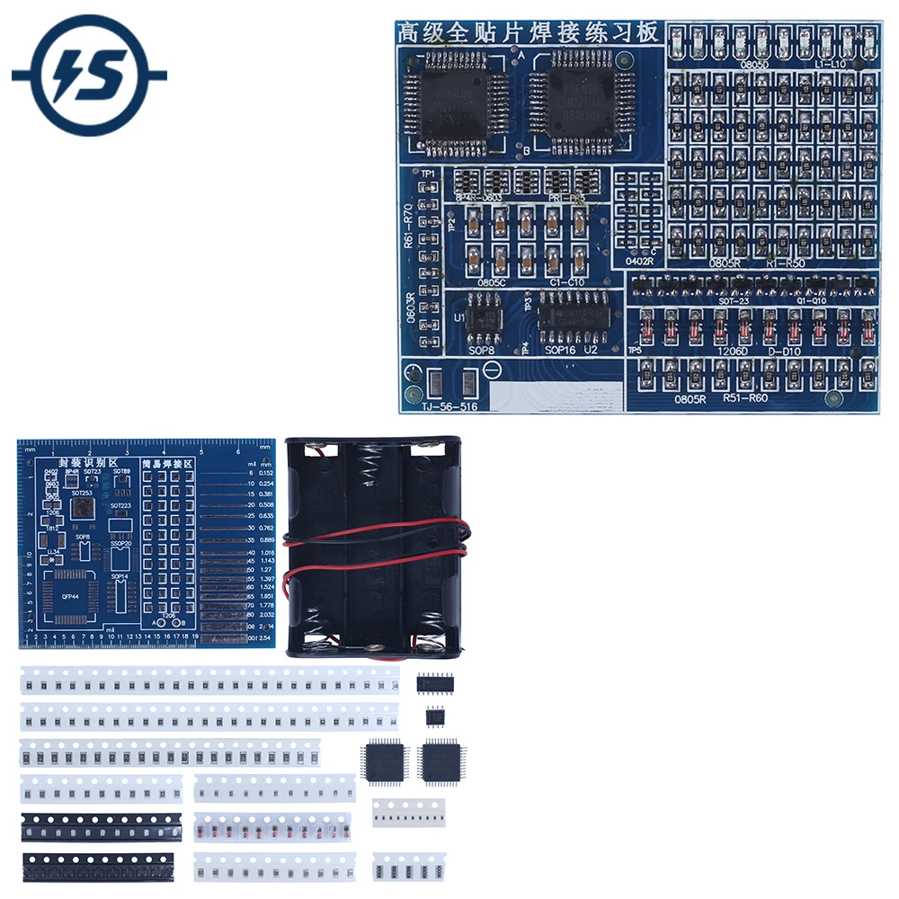 SMD Lötübungsboard | 77 Komponenten Set | Elektronik Übungsplatine | Für Anfänger & Fortgeschrittene