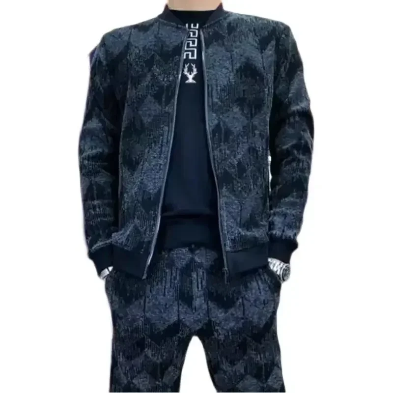 2024 New Casual Fashion Men's Sports Suit Fashion Trend Temperament Two-piece Set Plus Size Men Suits for Men  Tracksuit 4