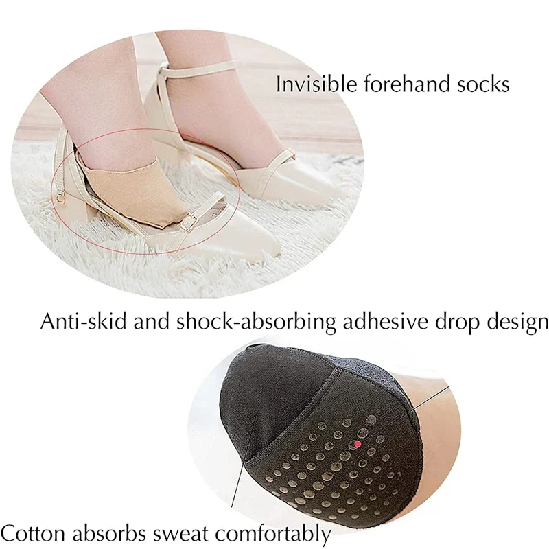 Silicon Half Feet Socks Breathable Soft Toe Boat High Heel Shoe Half Palm Foot Pad Non Skid