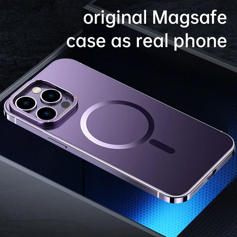For iphone 15 Pro Max Case Raw Titanium Magnetic MagSafe wireless charge Metal frosting Original color protective back cover
