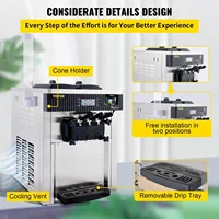 Machine à crème glacée molle commerciale VEVOR 2200W, machine à crème glacée automatique de comptoir, adaptée aux boutiques et aux restaurants 1