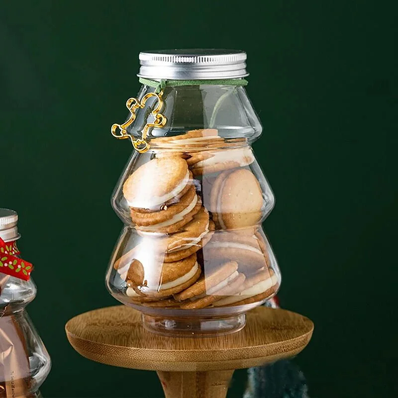Description Picture 4 of item500ML Christmas Tree Snowman Sweet Jar Candy Cookie Storage Box Juice Chocolate Gift Packing DIY Container New Year Decor Bottle