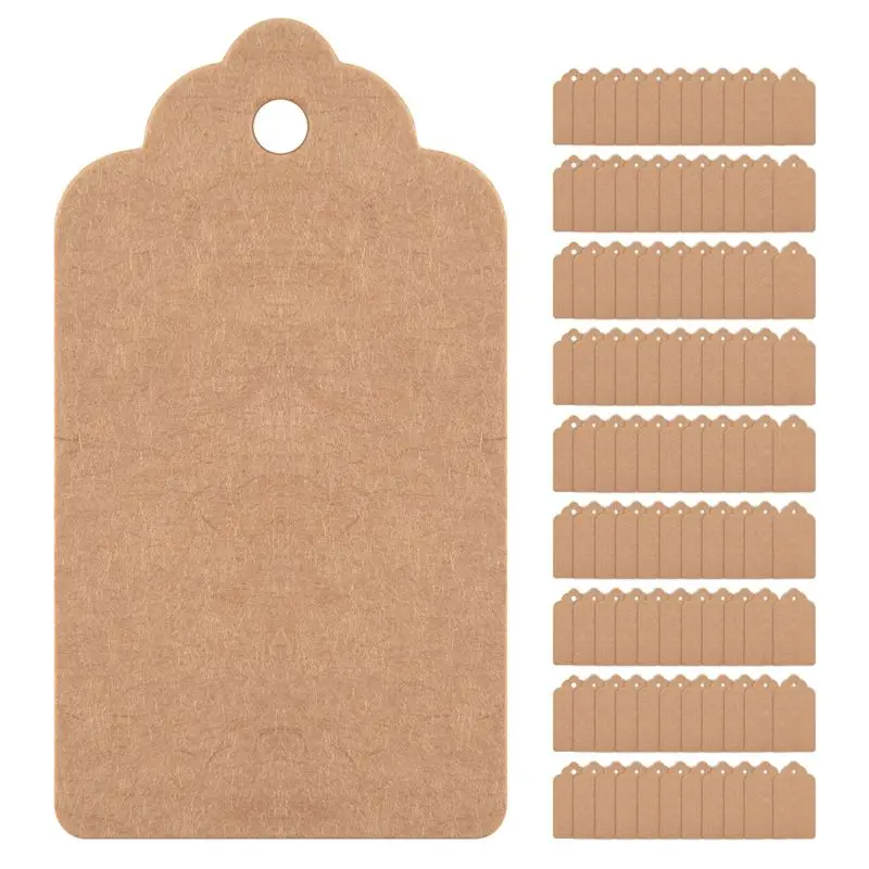 ABJN-Rustic 40Mmx70mm 물결 모양 크래프트 종이 카드, 빈 갈색 태그, 결혼식 선물, 선물 태그, DIY 태그, 수하물 태그, 가격표 - 소형
