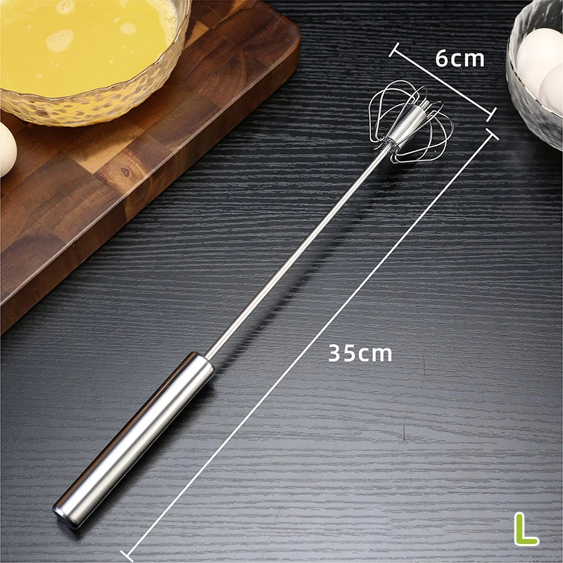 Description Picture 5 of item1PC Kitchen Stainless Steel Whisk Hand Pressure Semi-automatic Egg Beater Self Turning Cream Mixer Kitchen Baking Accessories