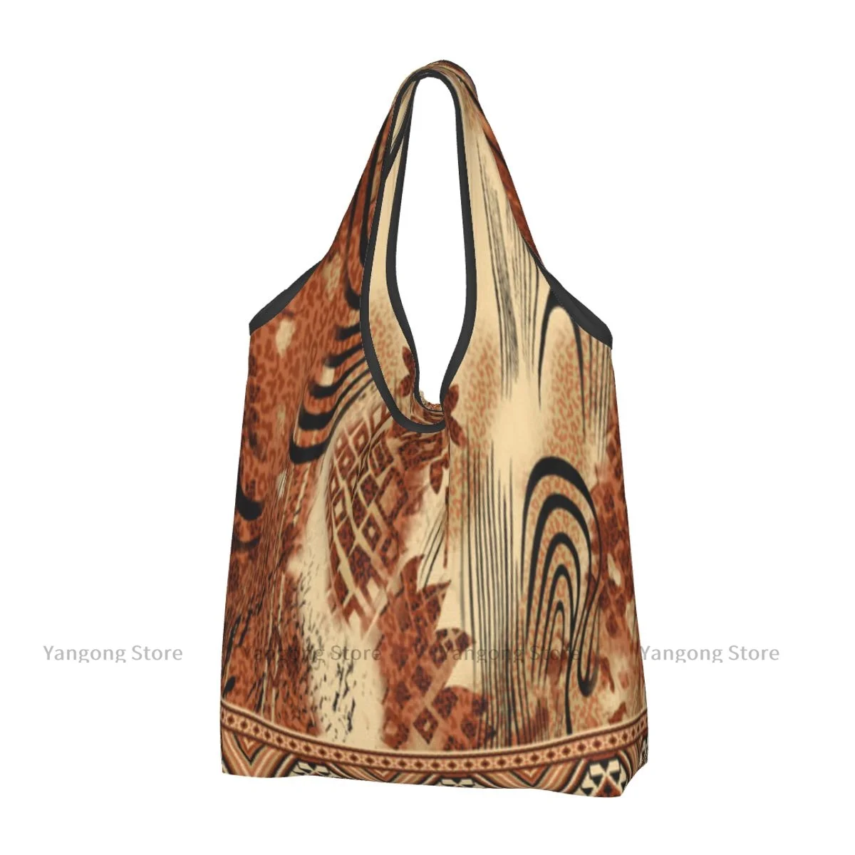 

Foldable Shopping Bag Indian Pasiley Pattern Tote Folding Pouch Handbag Convenient Travel Grocery Bag