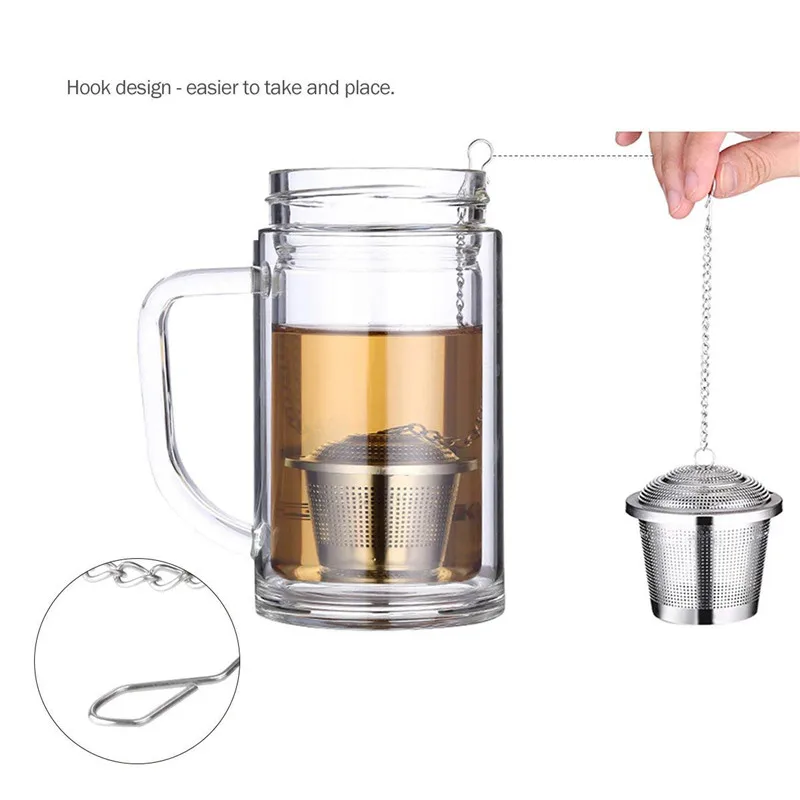 3-Size Stainless Steel Tea Infusers with Chain Tea Ball Strainer Sphere Herbal Leaf Spice Locking Mesh Filter Kitchen Accessorie images - 6