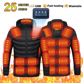 21-Zone Heated Jacket – Electric Down Coat for Men & Women, Winter Heatable Cotton Jacket 1