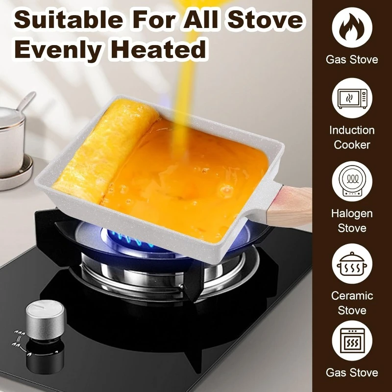 Compact Non-stick Square Frying Pan for Pancakes and Eggs - Kitchen Essential Accessory
