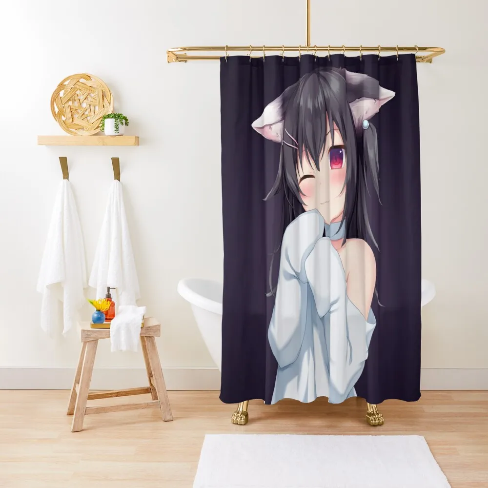 

Anime Cat Girl Shower Curtain Bathroom Decor For Shower Bathroom Accessory Bathroom Box Shower Waterproof Curtain