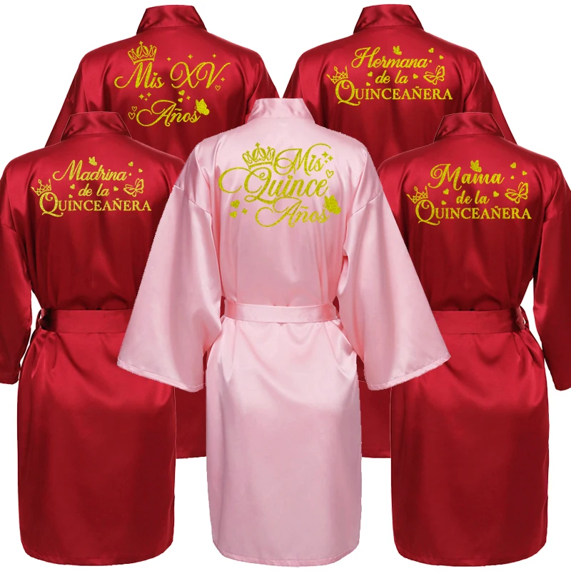 Bathrobes Princess Sweet 15 Years Girl Birthday Party Mis Quince A&ntilde;os Quinceanera Robe women sleepwear,sleepwear pajamas,cotton bathrobe,kids sleepwear robe