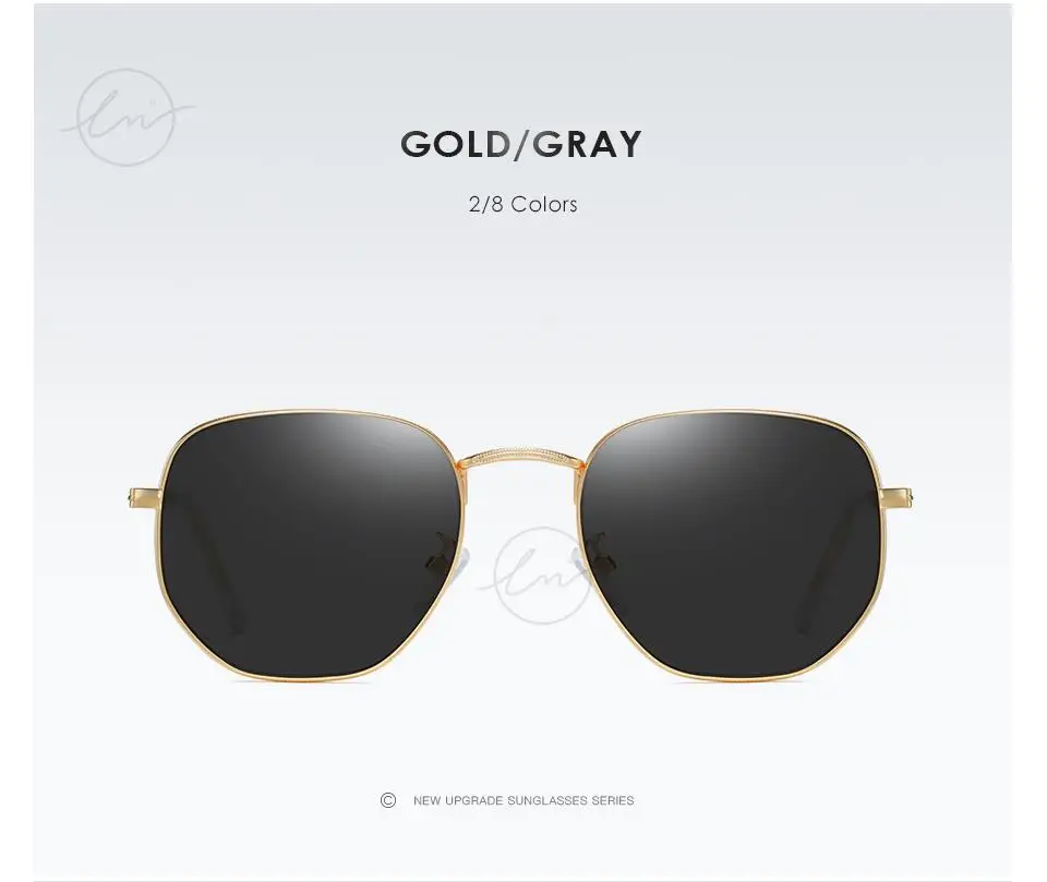 LM Fashion Damen Kleine Sechseck-Sonnenbrille Herren Retro Polarisierte Metallbeschichtung Spiegel Sonnenbrille Schutzbrille UV400 Brillen_voghion.com